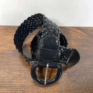 Patent Leather Black Woven Belt up to 40" Fit